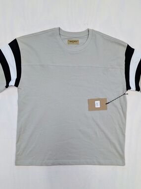 Broken Threads Men’s Oversized T-Shirt Black White Shoulder Stripe Streetwear Sh